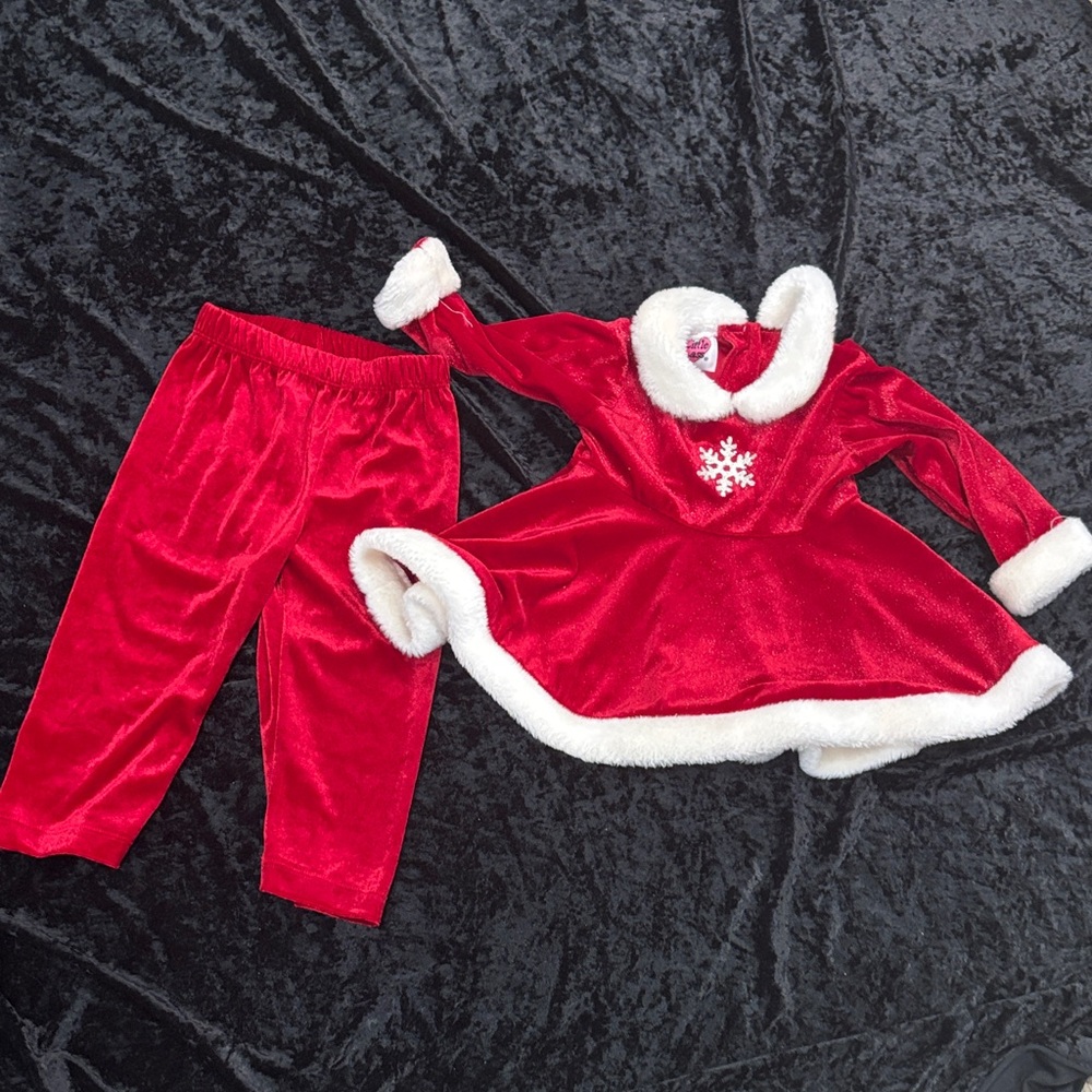 Little Red Velvet Dress with Snowflake Accent